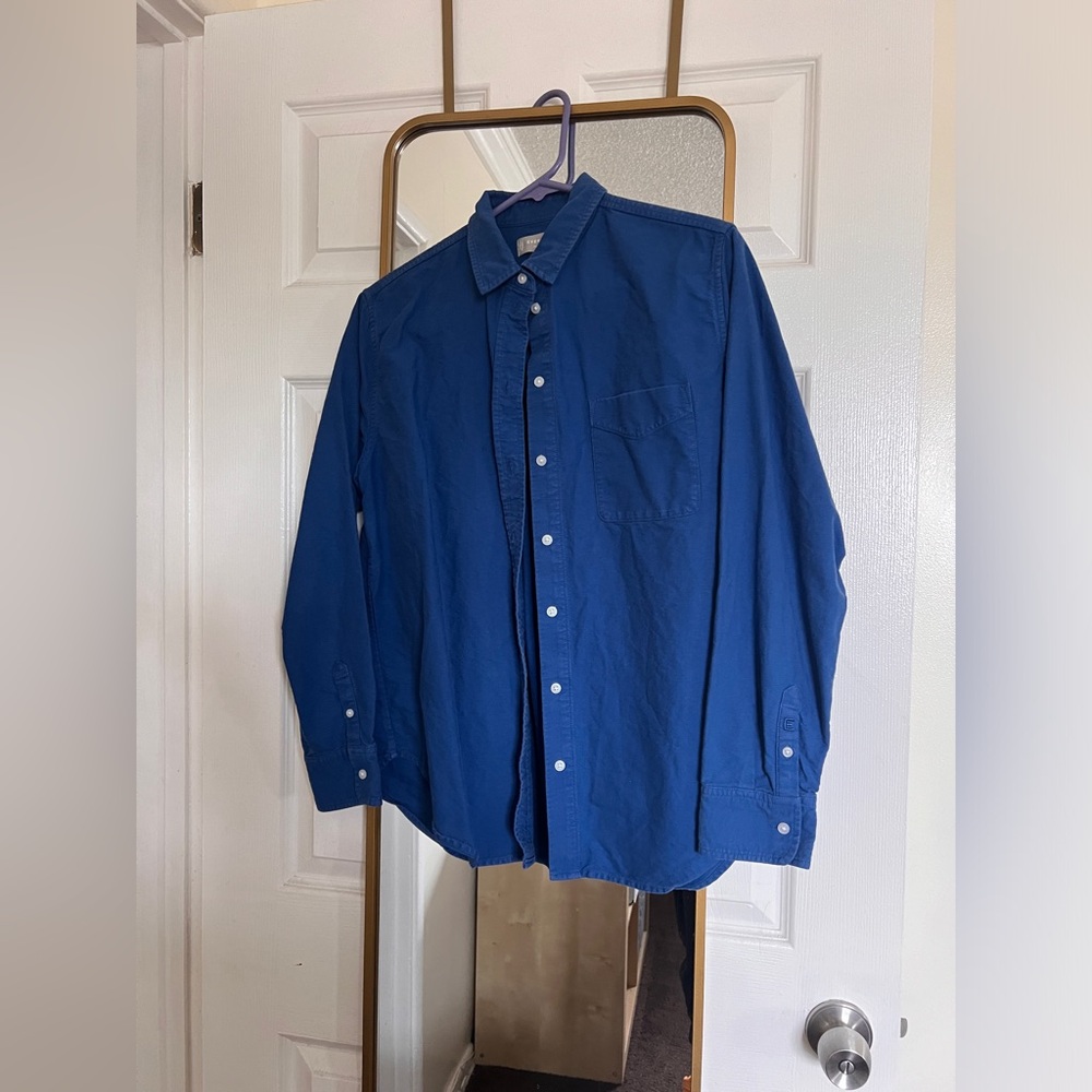 blue cotton button down